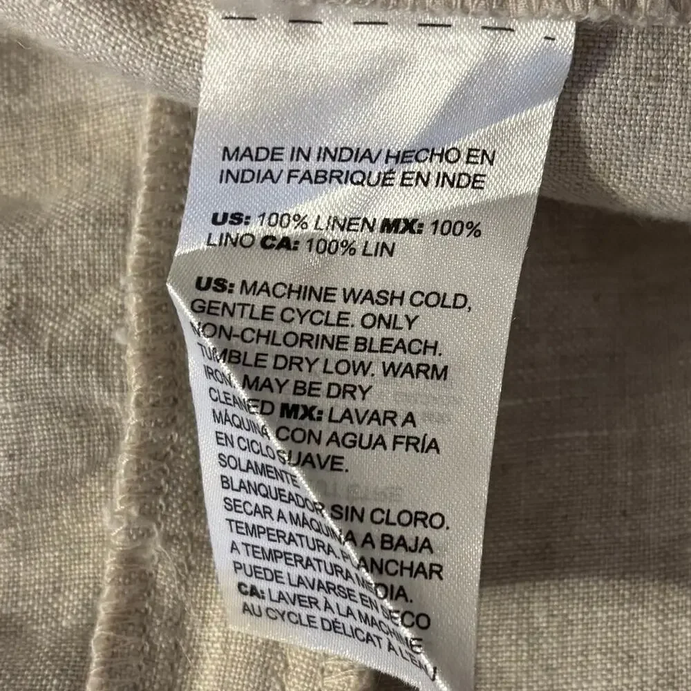 Chico’s 2 or US 12 Pants 100% Linen Straight Leg Pull On Crop 24" Inseam - Picture 5 of 10